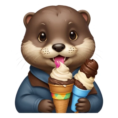 otter eating icecream sticker