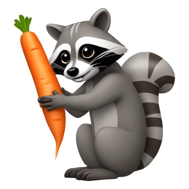 Raccoon eating a carrot  sticker