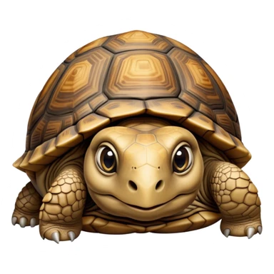 cinematic-tortoise-realistic--emoji,-sturdy-domed-shell-in-rich-earthy-tones,,-wrinkled-wise-face-peering-ahead-with-calm-determination,-cute large-eyes-reflecting-centuries of wisdom, zoomed into its face sticker
