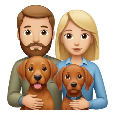 Blonde hair tan female and brown hair white male with beard and vizsla dog sticker