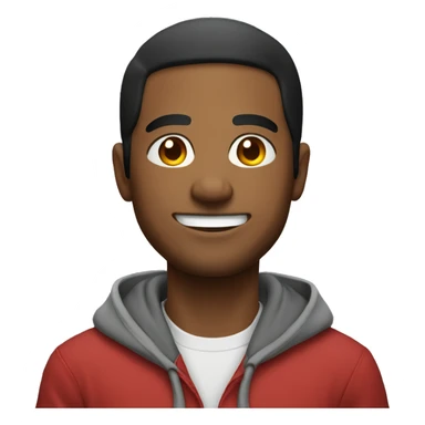 upper body shot of a man smiling and wearing a hoodie sticker