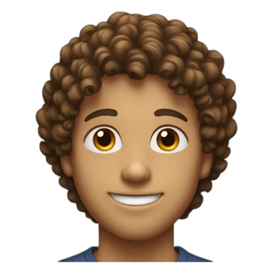 Young man with brun curly hair smiling sticker