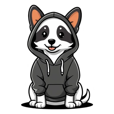 Dog wearing a hoodie sticker