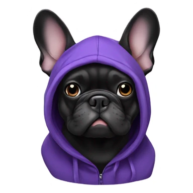 Purple french bulldog with black hoodie  sticker