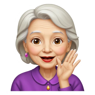 old woman blowing up a kiss  sticker