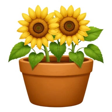 sun flowers in a clay pot sticker