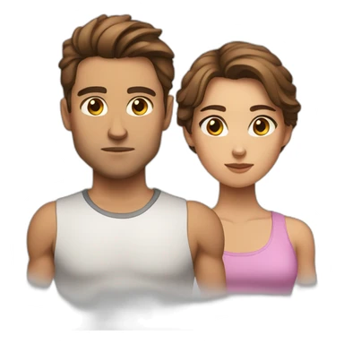 couple girl and guy, brown hair, athletic build, serious expression sticker