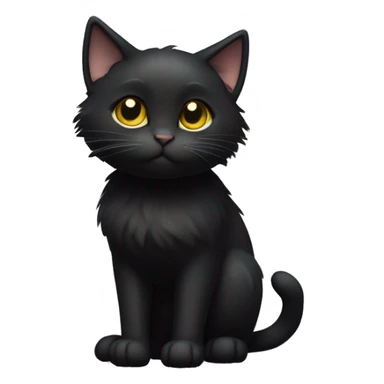A  petite, solid black sleek furred cat. Light yellow eyes. Black pointed tufts of fluffy fur at the very tips of ears only (tip of triangle on ear). Fully body and no other color markings. Facing forward and standing with ears slightly tilted. sticker