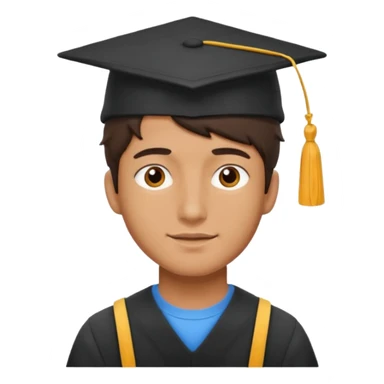 man student with collage hat sticker