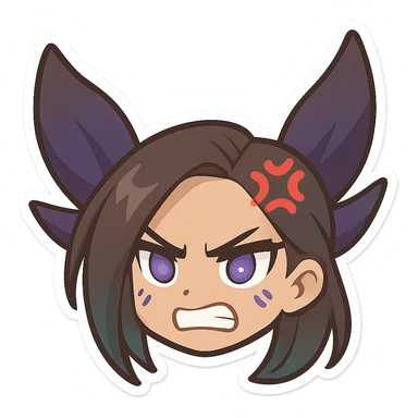 Kaisa from League of Legends, angry chibi emote, only head, alternate expression 1 sticker