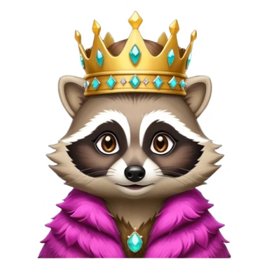 queen racoon with jewelled crown  sticker