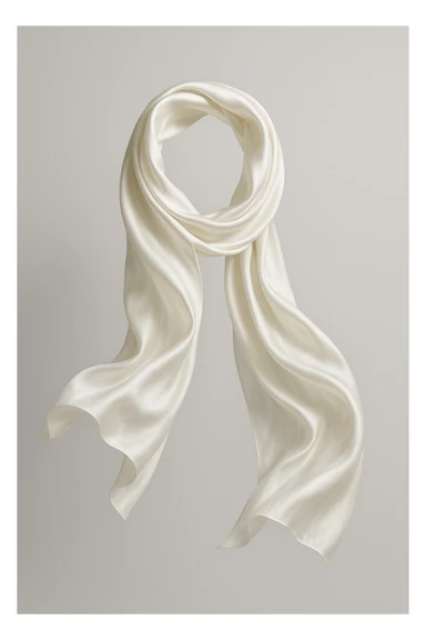 white silk scarf, elegant, soft texture, flowing fabric, minimal background sticker