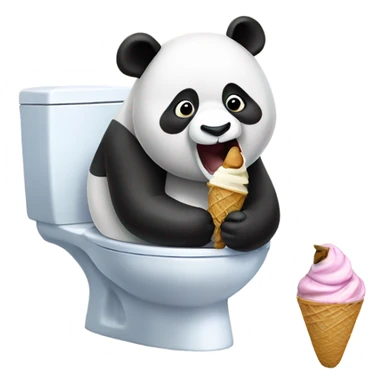 Panda eating ice cream while pooping on toilet sticker