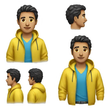 Hispanic guy in pink polo shirt and yellow rain jacket sticker