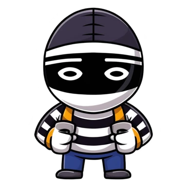 classic robber with mask and striped shirt sticker