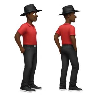 🏌🏾‍♂️ but with a black hat, red shirt, and black pants and shoes sticker