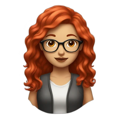 Girl with red curvy hair going to black and glasses sticker