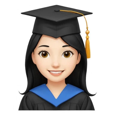 girl with long black hair with medicine degree and the tipical hat of college sticker