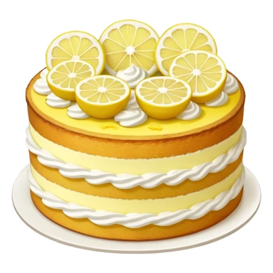 A lemon cake with a white cream filling and lemon decorations on top. sticker