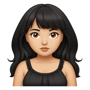 Latina girl with bangs black long hair plus size dress sticker