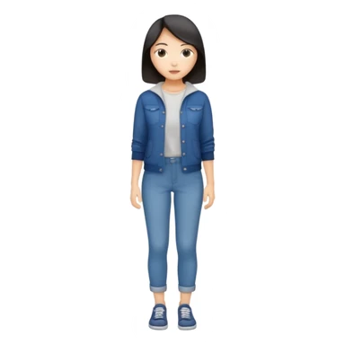 Asian women shining confident full body fat sticker