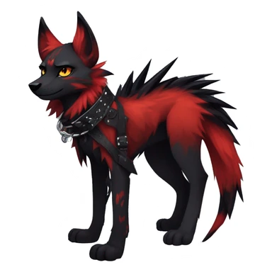 cool edgy black red animal fursona by griffsnuff & LiLaiRa & Falvie with badass colors and a spiked collar full body sticker