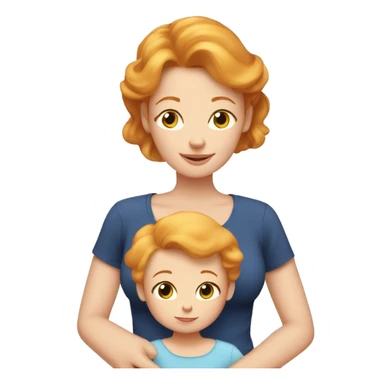 Ginger hair mom cuddle with blonde hair toddler Girl  sticker