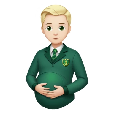 pregnant man in Slytherin uniform, short slicked-back blonde hair, pale skin sticker