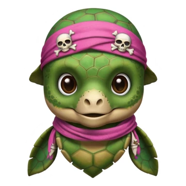 cute sea turtle wearing a pink pirate skull scarf sticker