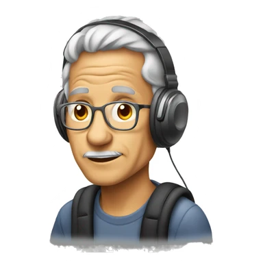 cool emoji cartoon clipart older person wearing headphones clipart emoji sticker