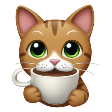 Cat with hot chocolate sticker