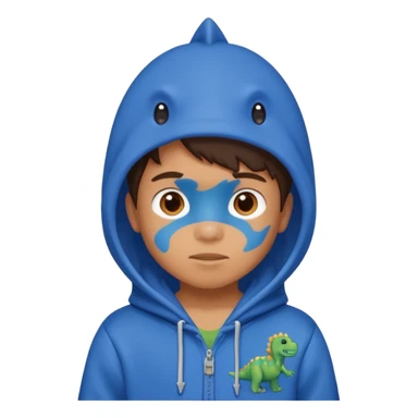 kid in blue dinosaur hoodie sticker