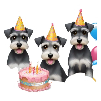 3 mini schnauzers celebrating birthday  sticker