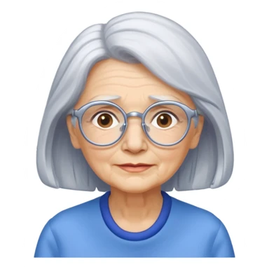 Old lady with medium long silver hair blue framed glasses sticker