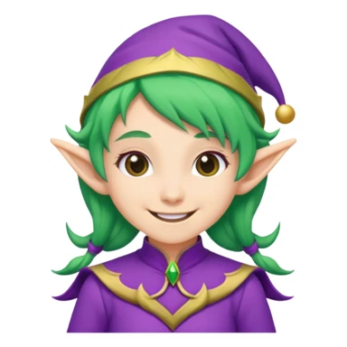 green hair elves, wearing purple  sticker