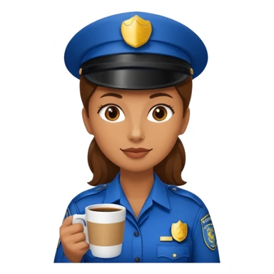police woman holding coffe sticker