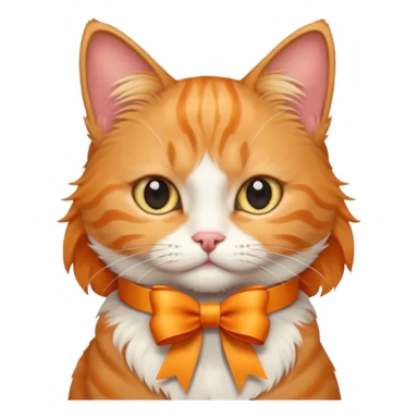 A cat with a ribbon sticker