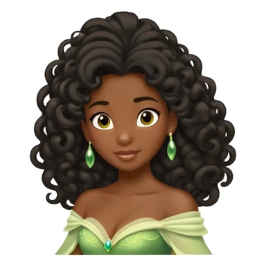 Disney Princess Tiana with extremely long black 2c-3b curly hair flowing down sticker