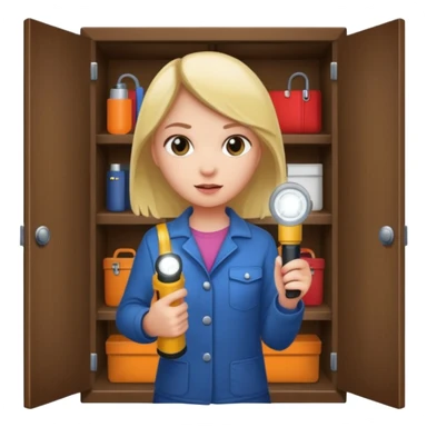 Girl with flashlight in closet sticker