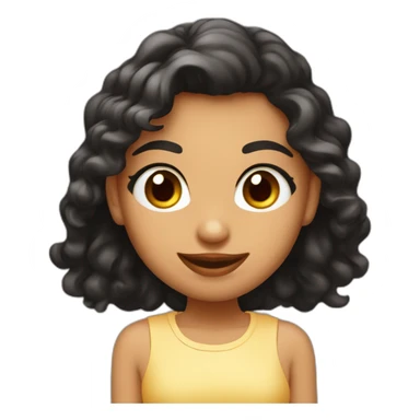 Chica pelo largo negro ojos color café sonrisa bonita con pecas y labios rojos sticker