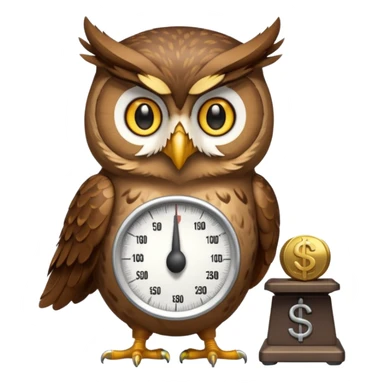 mascot owl holding money and weight scale  sticker