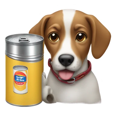 A dog drinking out of a can and driving  sticker