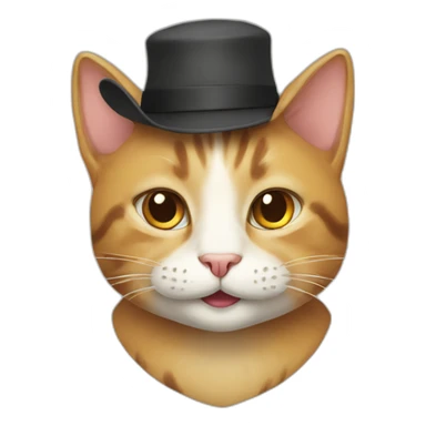 cat with a smile and a hat sticker