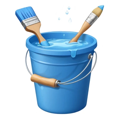 Bucket and brush for cleaning sticker