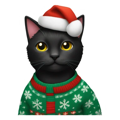 black cat in christmas sweater sticker
