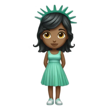 cute black hair girl statue of liberty sticker