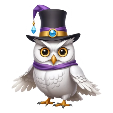 white owl with magician hat sticker