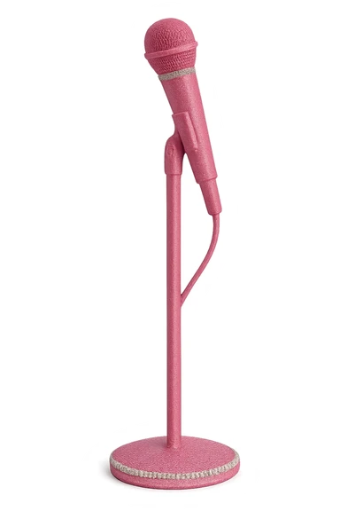 pink kpop idol stage microphone stand, sparkly and fashionable sticker