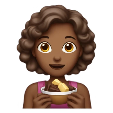 women eating chocolate sticker