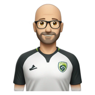 Soccer 43 year slim male bald short beard glasses sticker